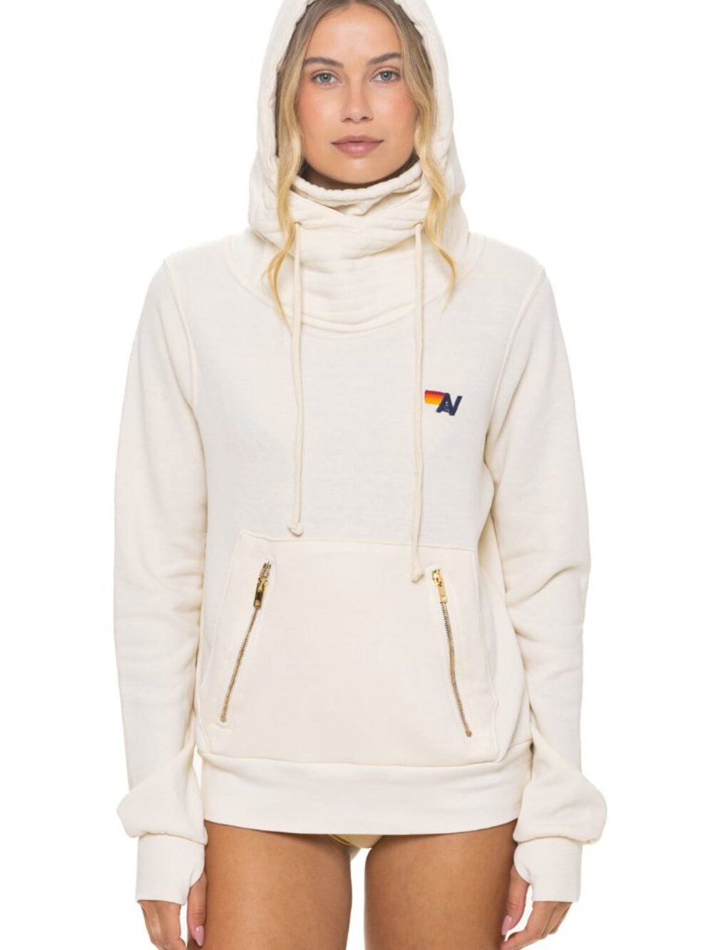 NEW Aviator Nation sz S Ninja Pullover Hoodie Vintage White Unisex